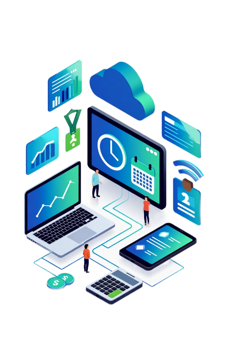 Система учёта рабочего времени PMTime - скриншот интерфейса программы с табелем и графиком работы сотрудников